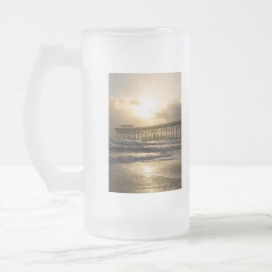 Taza De Cristal Esmerilado Luz dorada sobre el cacao