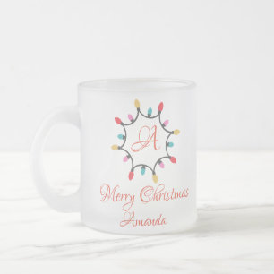 Taza De Cristal Esmerilado Luz navidad personalizada - Feliz Navidad