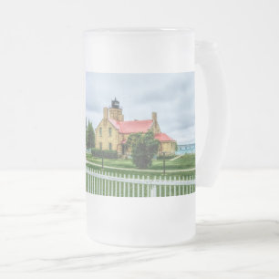 Taza De Cristal Esmerilado Luz y puente de Mackinac