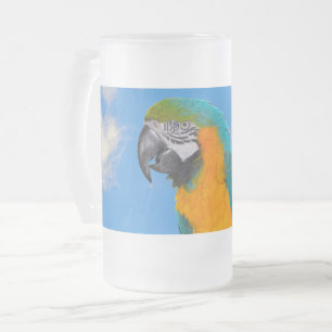 Taza De Cristal Esmerilado Macao azul y amarillo