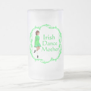Taza De Cristal Esmerilado Madre irlandesa de baile a paso - Verde