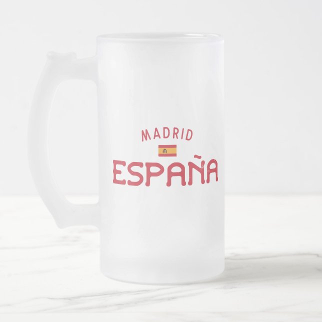 Taza De Cristal Esmerilado Madrid España (angustiada) (Izquierda)