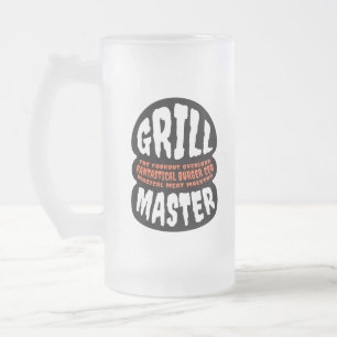 Taza De Cristal Esmerilado Maestro de la parrilla cita de papá BBQ Hamburgues