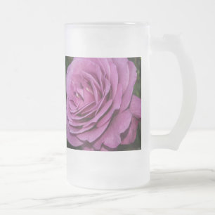 Taza De Cristal Esmerilado Magenta Garden Rosa Cerveza de vidrio escarcha