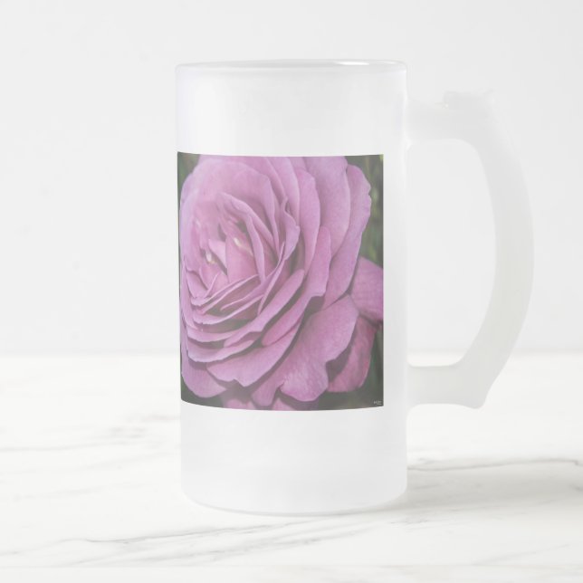 Taza De Cristal Esmerilado Magenta Garden Rosa Cerveza de vidrio escarcha (Derecha)