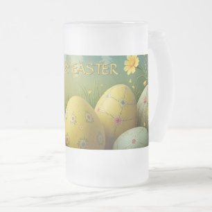 Taza De Cristal Esmerilado Magia de primavera con huevos de Pascua en un mar