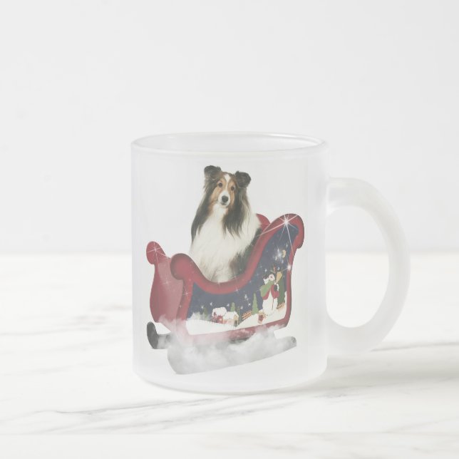 Taza De Cristal Esmerilado Magic Sleigh Sheltie (Derecha)