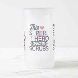 Taza De Cristal Esmerilado Magnífico superhéroe de enfermería dice tipografía