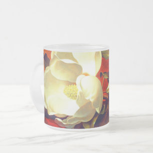 Taza De Cristal Esmerilado Magnolia en Terciopelo Rojo Martin Johnson Heade