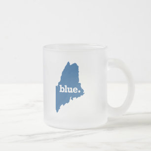 TAZA DE CRISTAL ESMERILADO MAINE ESTADO AZUL
