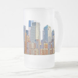 Taza De Cristal Esmerilado Majestuosa vista del Skyline de Nueva York