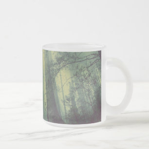 Taza De Cristal Esmerilado Majestuoso Bosque Brumoso