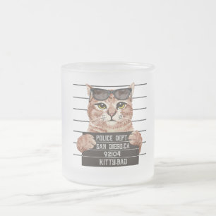 Taza De Cristal Esmerilado mal diseño de gato lindo   diseño de los amantes d
