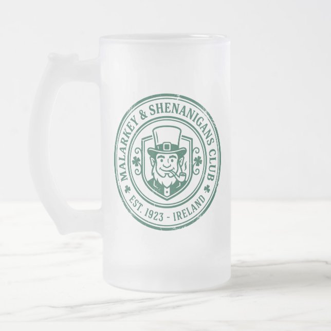 Taza De Cristal Esmerilado Malarkey & Shenanigans Beer Club St. Patrick's Day (Izquierda)
