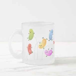 Taza De Cristal Esmerilado Malas judías felices saltando ilustracion personal