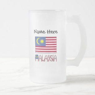 Taza De Cristal Esmerilado Malaysia and Malaysian Flag with Your Name
