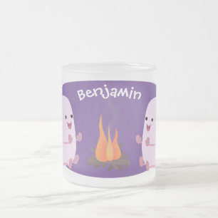 Taza De Cristal Esmerilado Malvaviscos rosados por personalizado de bomberos 