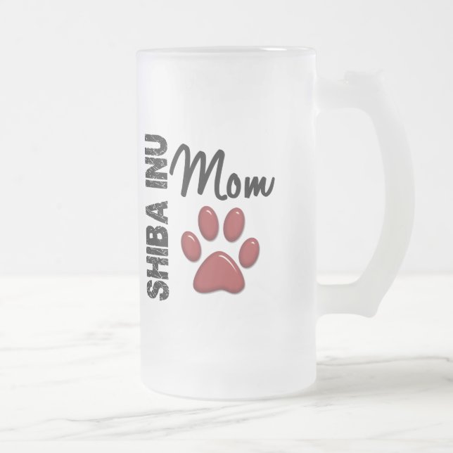 Taza De Cristal Esmerilado Mamá 2 de Shiba Inu (Derecha)