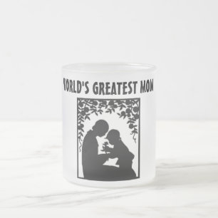 TAZA DE CRISTAL ESMERILADO MAMÁ, GRANDES DEL MUNDO