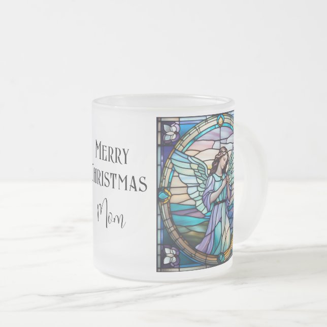 Taza De Cristal Esmerilado Mamá Lilac Y Angel Navidades Turquesas | Mantenido (Anverso derecho)