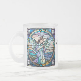 Taza De Cristal Esmerilado Mamá Lilac Y Angel Navidades Turquesas | Mantenido
