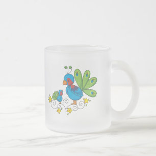 Taza De Cristal Esmerilado Mamá y bebé pavo real