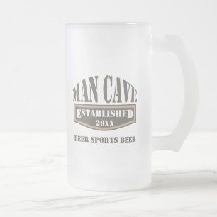 Taza De Cristal Esmerilado Man Cave Beer Mug