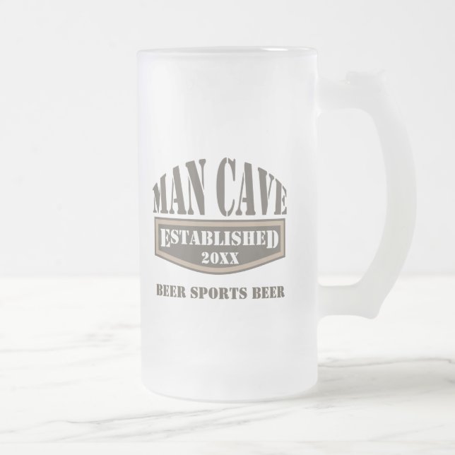 Taza De Cristal Esmerilado Man Cave Beer Mug (Derecha)