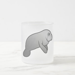 Taza De Cristal Esmerilado Manatee lindo