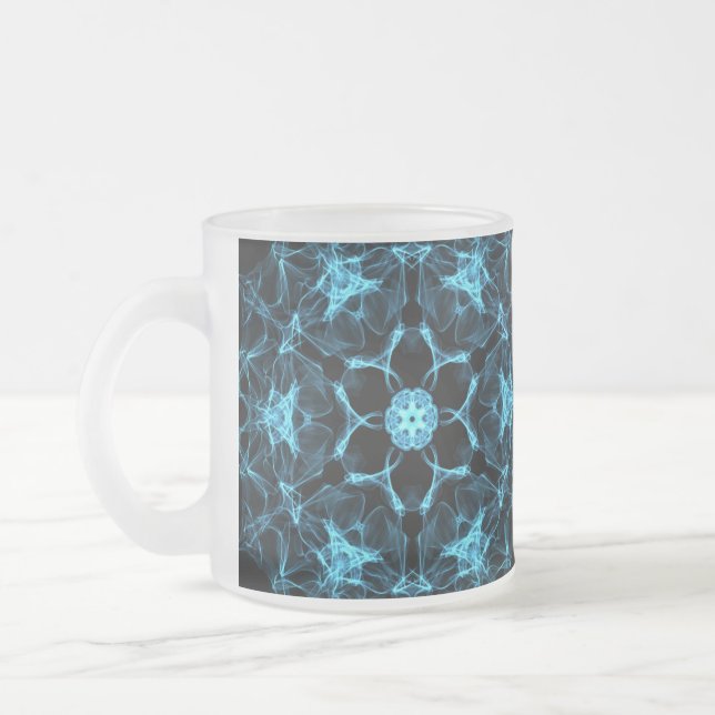 Taza De Cristal Esmerilado Mandala Azul (Izquierda)