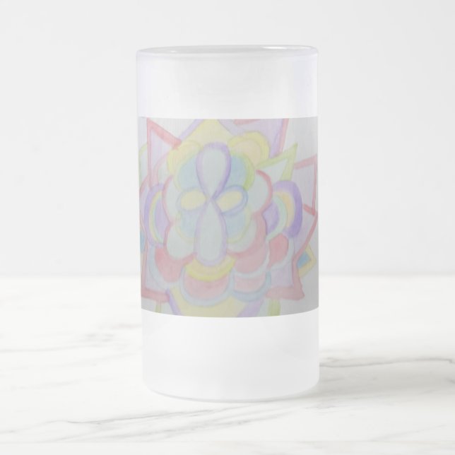 Taza De Cristal Esmerilado Mandala de flores geométricas (Centro)