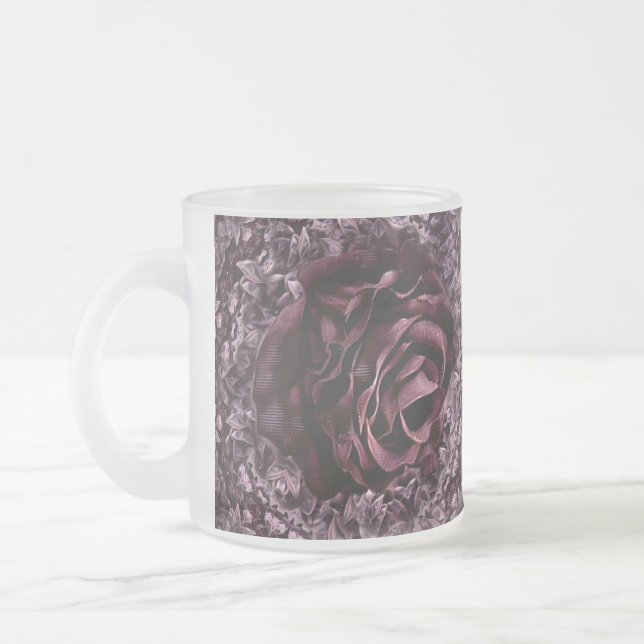 Taza De Cristal Esmerilado Mandala de rosa  (Izquierda)