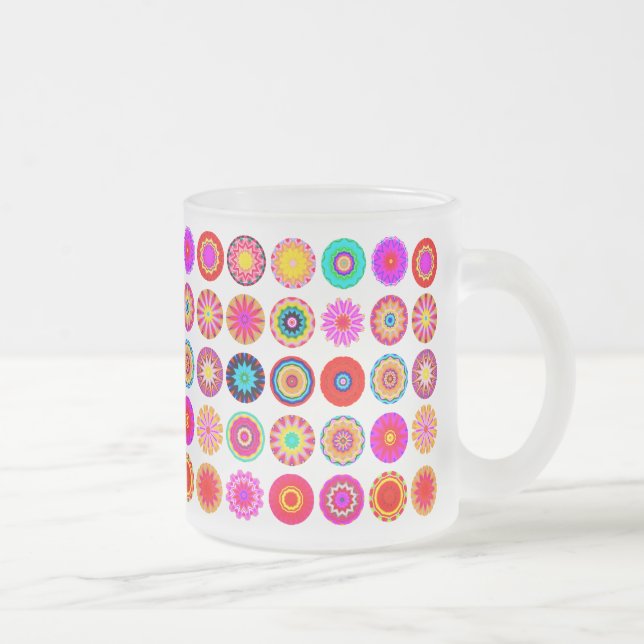 Taza De Cristal Esmerilado Mandalas fractales 25 - Personalizado (Derecha)