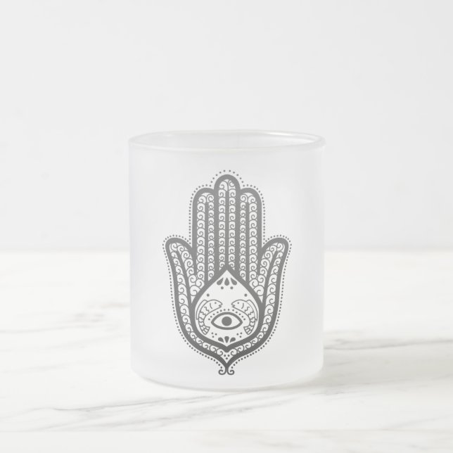 Taza De Cristal Esmerilado Mano de Fátima (Centro)