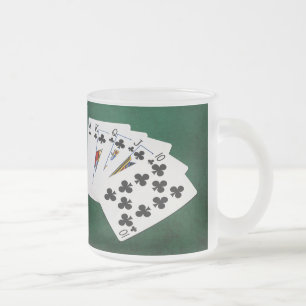 Taza De Cristal Esmerilado Manos de póker - escalera real - juego de los