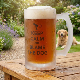 Taza De Cristal Esmerilado Mantén la Calma y Echa la Culpa al Perro