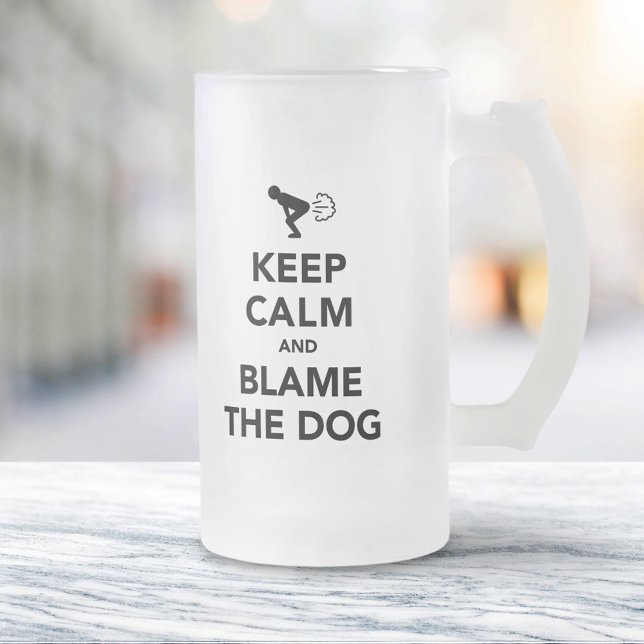 Taza De Cristal Esmerilado Mantener la calma y culpar al perro (Subido por el creador)