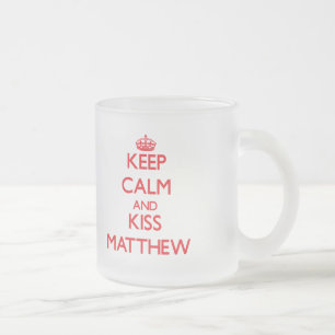 Taza De Cristal Esmerilado Mantenga tranquilo y beso Matthew