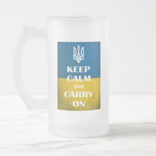 Taza De Cristal Esmerilado Mantengan la calma y sigan con el tridente del emb