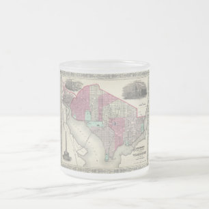 Taza De Cristal Esmerilado Mapa 1866 de Johnson de la C.C. de Washington