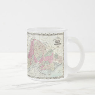 Taza De Cristal Esmerilado Mapa Antiguo de Brookyln (1868)