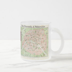 Taza De Cristal Esmerilado Mapa Antiguo de París (1920)