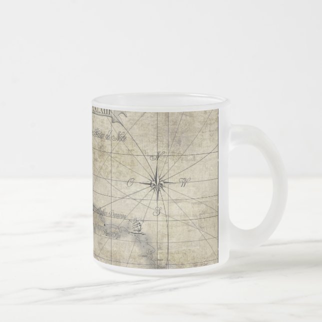 Taza De Cristal Esmerilado Mapa antiguo del Caribe (Derecha)