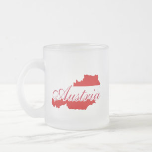 Taza De Cristal Esmerilado Mapa de bandera de Austria