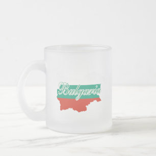 Taza De Cristal Esmerilado Mapa de bandera de Bulgaria