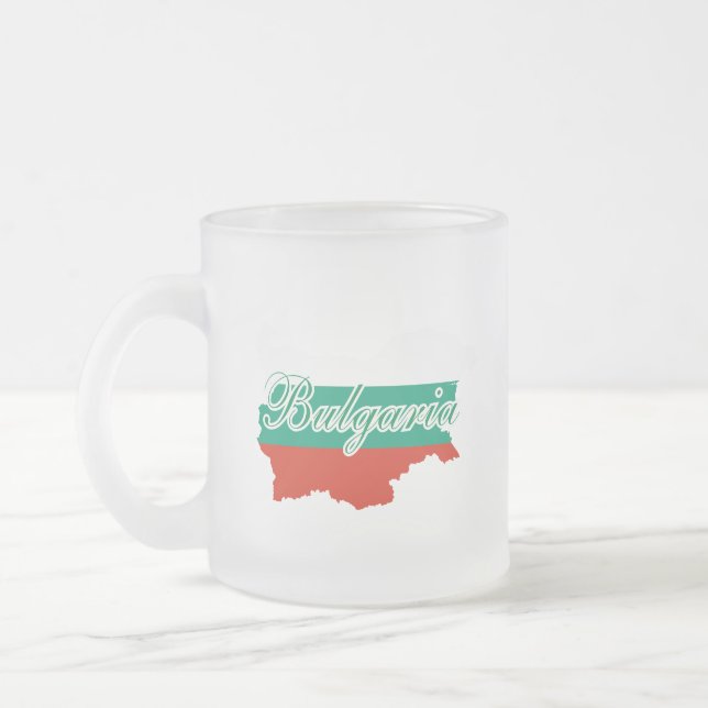 Taza De Cristal Esmerilado Mapa de bandera de Bulgaria (Izquierda)