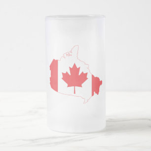 Taza De Cristal Esmerilado Mapa de bandera de Canadá