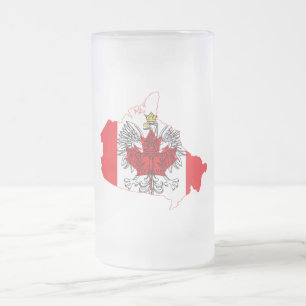 Taza De Cristal Esmerilado Mapa de bandera de Canadá en Polonia