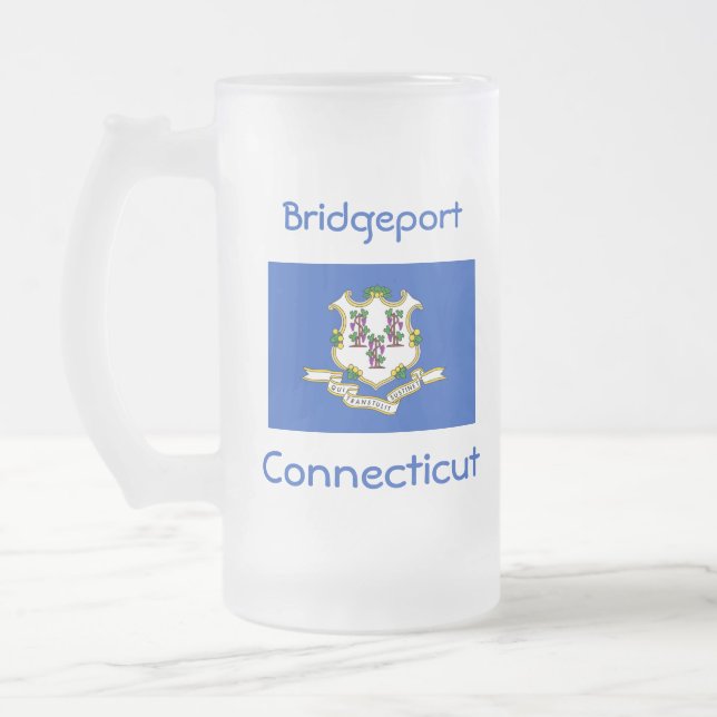 Taza De Cristal Esmerilado Mapa de bandera de Connecticut (Izquierda)