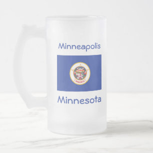 Taza De Cristal Esmerilado Mapa de bandera de Minnesota Ciudad Mug